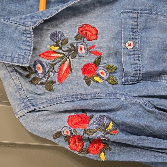 Vintage America V-neck Button-down Embroidered Shirt - Picture 3 of 7